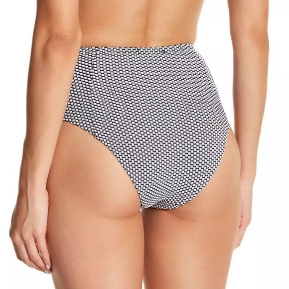 ONIA Leah Bikini Bottom, Textured Dot, Black/White - Picture 2 of 8